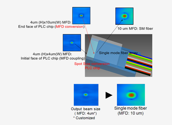 Spot Size Conversion (SSC) PLC Chip & Fiber Array